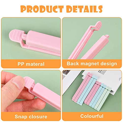AUAUY 30pcs Bag Clips for Food Storage, Sturdy Food Clips, Reusable Plastic Sealing Bag Clips, Food Bag Clips in 2 Sizes (5.9'',4.72'') & 3 Colors for Keeping Food Fresh, Sealing Packets, Freezer Bags