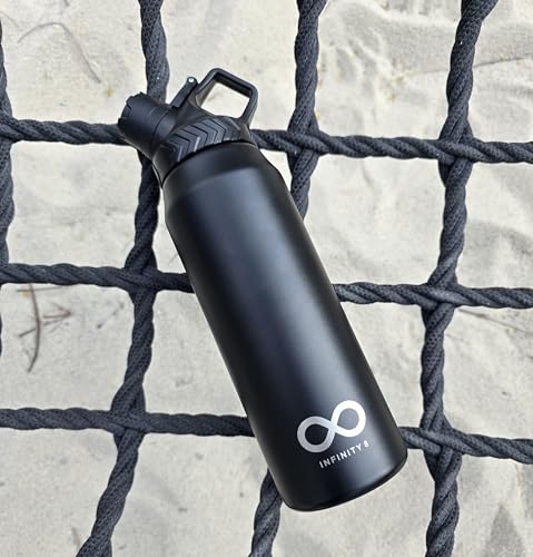 Water Bottle, Stainless Steel Flask, 950 ML/32 OZ, Double Wall Vacuum Insulated, Leak Proof, Hot and Cold, BPA Free, perfect for kids, school, office, gym and sports (Black)