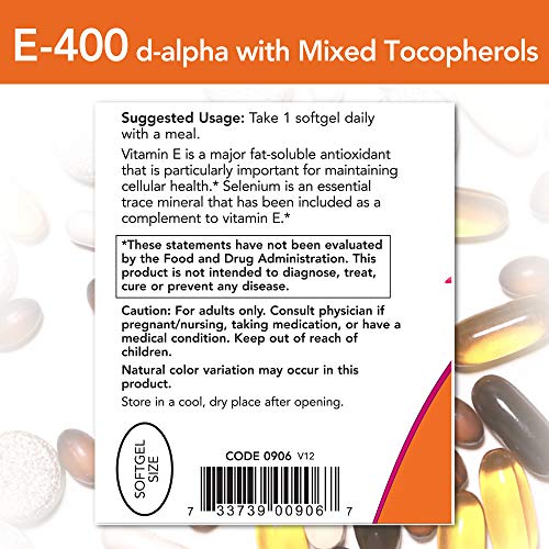 Now Foods E-400 Mixed Tocopherols & Selenium Softgels 100'S