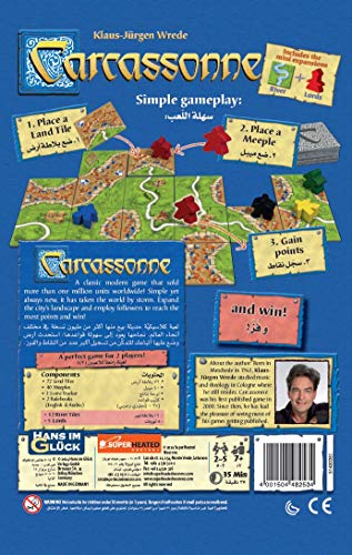 SuperHeated Neurons Carcassonne | 2-5 Players | Official Version | English and Arabic Language | Family Game For Ages 7+ | Board Game - Strategy | Original Made In Germany