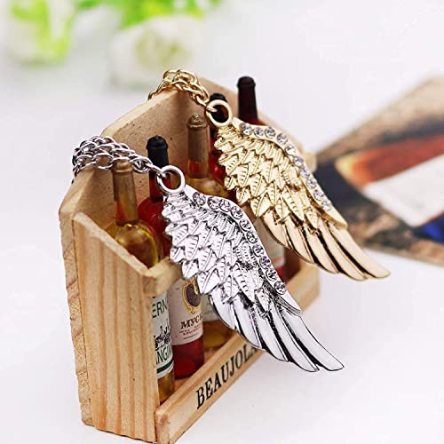 ELECDON Angel Wings Tassel Chain Brooch Collar Pins -Rhinestone Metal Feather Lapel Pin, Suit Coat Breastpin for Women Men's Accessories, Pins Men Fashion Gold Silver Plated Crystal Jewelry