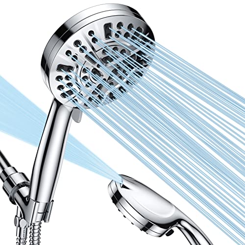 Gcirik High Pressure Shower Head with Handheld, 8 Spray Settings + 2 Power Jet Modes Shower Heads, 5.04" Detachable Showerhead Set with Stainless Steel Hose and Adjustable Bracket
