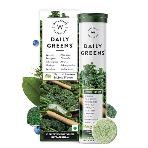 Wellbeing Nutrition Daily Greens for Immunity and Detox with 39+ Organic Certified Plant Superfoods & Antioxidants (Pack of 2)