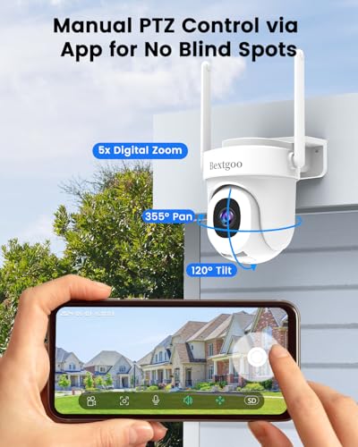 3K 5MP Security Camera Outdoor, 2.4G/5GHz WiFi Wired Camera for Home Security with 32GB TF Card-No Monthly Fee, Video Playback, 24/7 Recording, 360° Motion Tracking, Color Night Vision, 2-Way Audio