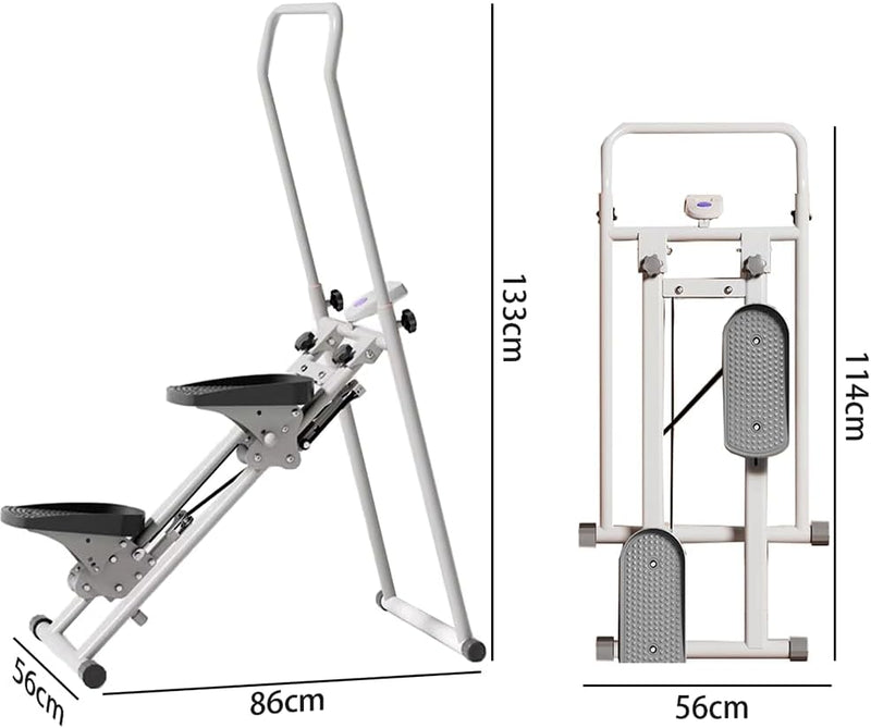 Stair ClimberFoldable Step MachineHeight Adjustable Stepper with LCD Display and HandlebarVertical Climbing Cardio Exercise Machine for Home and Office Exercises