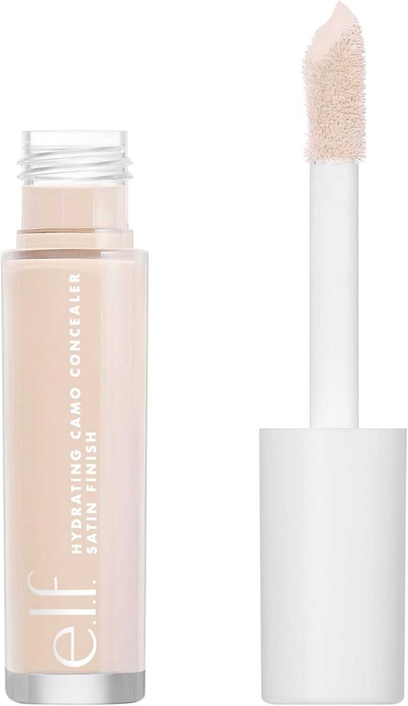 e.l.f. Hydrating Camo Concealer Lightweight Full Coverage Long Lasting Conceals Corrects Covers Hydrates Highlights Satin Finish 25 Shades AllDay Wear 0.20 Fl Oz, Light Beige, 1 count - Pale