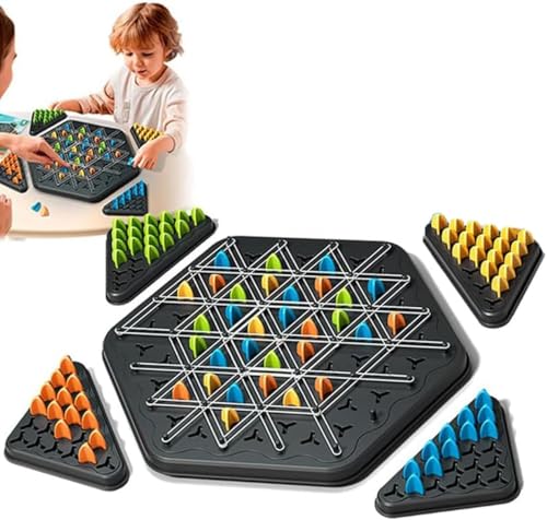 Chain Triangle Chess Game- Family Fun Night Chess Set,Strategy Board Game for Kids & Adults, 2-4 Players, Interactive Brain Teaser,Puzzle Games,Birthday Gift for Age 3-12 Years Old Boys Girls