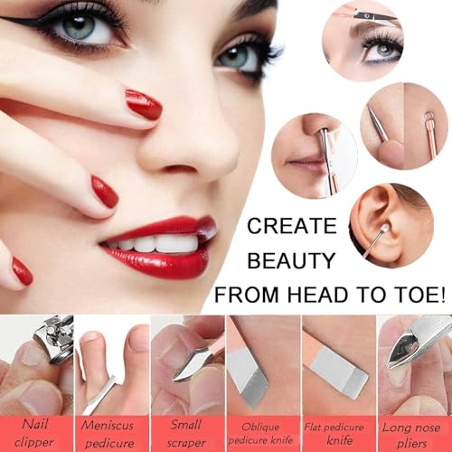 Duomama Nail Clipper Set 18Pcs - Stainless Steel Professional Manicure & Pedicure Tools for Hand, Foot & Face Care - Gift for Men, Women, Friends, Parents - Premium Quality Grooming Kit