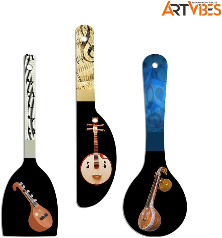 Artvibes Rajasthani Culture Wooden Wall Hanger for Home | Office | Living Room | Gift | Modern Decoration Items | Kitchen Wall Decor | Home Decor Hanging Items (WH_5012N), Set of 3
