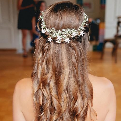 30 Pcs Mini White Rhinestone Flower Hair Clips for Girls, Cute Hair Claw Clips for Women, Decotative Wedding Bridal Hair Barrettes and Pins for Brides Parties Festivals (White)