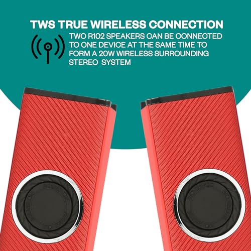 SOUND ON Portable Bluetooth Speakers - Deep Bass, Waterproof & Dustproof, 5 Hrs Playtime, Stereo Sound, Built-in Mic, USB-C Charging, Wireless Speakers for Home, Outdoor, Party, Beach & Travel - Red