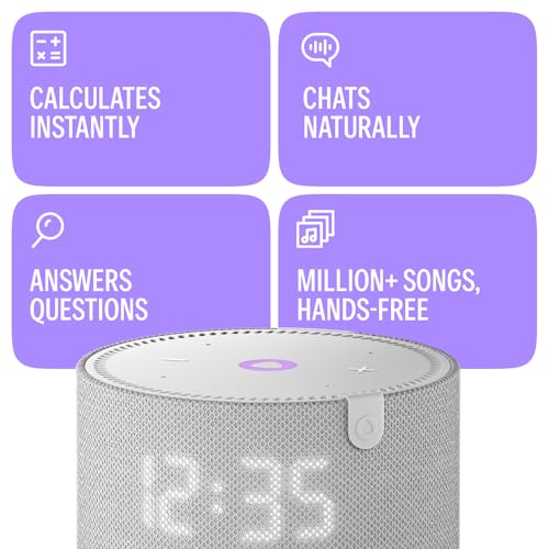 Yasmina Mini | Yango | Smart Compact WiFi Bluetooth Speaker with AI & Surround Sound | Fluent in English & Arabic | Play music, Quran | Control Smart home devices | LED Display | Stereo Pairing | Gray