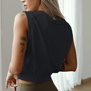 FFWTPY Workout Tops for Women Sleeveless Crop Tank Top Loose fit Crew Neck Vest Tops Yoga Gym Running Crop Top Camisole Blouses Shirt
