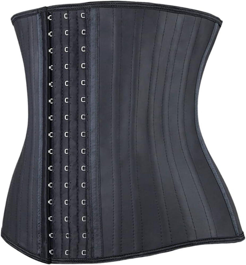 Sweat Waist Trimmer, 25 Steel Boned Latex Sauna Waist Trainer, 30cm Height Sauna Body Shaper Gym Belt - Black