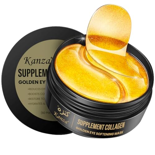 KANZA - 60 Pcs Supplement Collagen Eye Mask(30 Pairs)| Under Eye Patches for Eye Bags & Anti-Aging Treatment | Reduces Dark Circles,Puffiness,Wrinkles | Hydrogel Eye Patch | Under Eye Mask Set