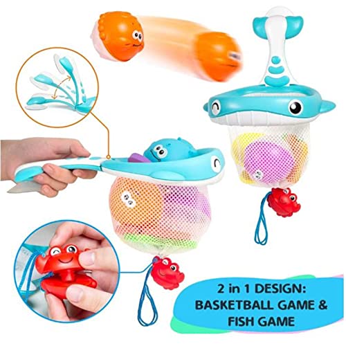 Baby Bath Toy Sets, 36 Foam Bath Letters and Numbers, Floating Squirts Animal Toys Set with Fishing Net and Organizer Bag, Fish Catching and Pitching Game for Babies Infants Toddlers Bathtub Time