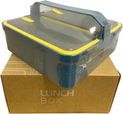 Lunch Box with 2 Compartments Stainless Steel Removable Inner Tray - BPA Free, Leak Proof Bento Lunch Box for Kids Adults - Airtight Food Container (With Handle, Blue)