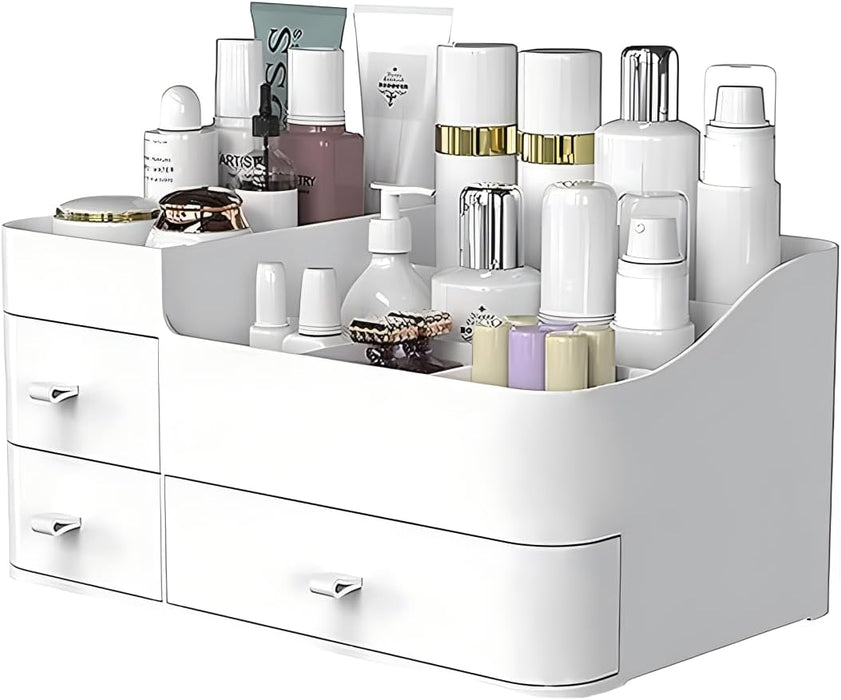 Makeup Organizer with Drawers,Large Capacity Countertop Organizer for Vanity,Bathroom and Bedroom Desk Cosmetics Organizer for Skin Care,Brushes, Eyeshadow, Lotions, Lipstick, Nail Polish and Jewelry