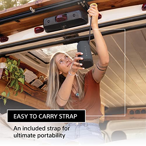 Sony SRS XE200 X Series Wireless Ultra Portable Bluetooth Speaker, IP67 Waterproof, Dustproof and Shockproof with 16 Hour Battery and Easy to Carry Strap, Black, SRSXE200/B,