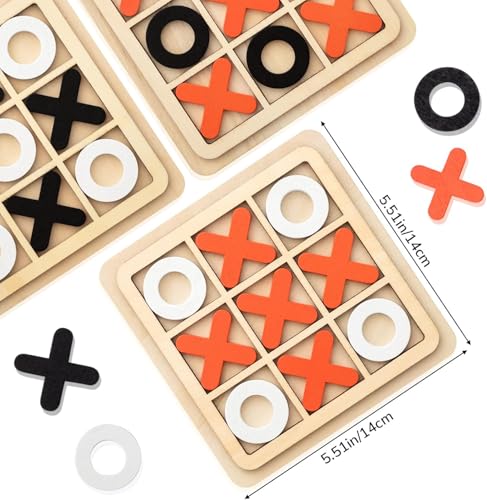 AWH 12-Pack Wooden Tic-Tac-Toe Board Game Set – Classic XO Strategy Puzzle for Family & Friends – Portable Travel-Friendly Educational Board Game – Engaging Brain-Boosting for Parties, & Gatherings