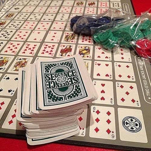 HALAMODO Sequence Game with Folding Board, Family Board Game, Original Game with Folding Board, Multi Color Board Game for Family for 2-12 People