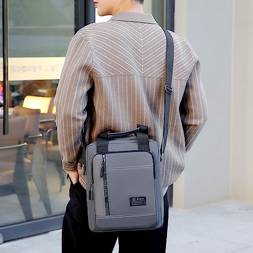 iCozzier Travel Shoulder Bag for Men Large Capacity Crossbody Bag Pouch with Long Strap Messenger Bag for Travel Work Bussinessï¼ˆGreyï¼‰