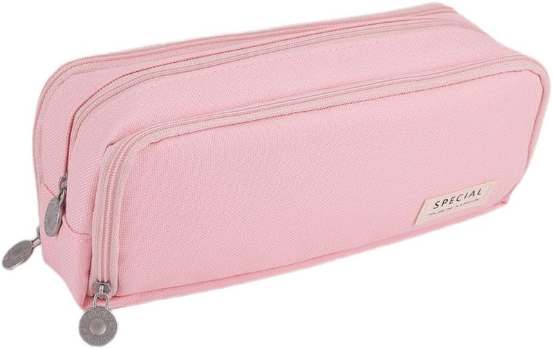 Pink Pencil Case, Large Capacity Pencil Pouch,Pencil Bag with 3 Compartments,Pen Organizer Oxford Storage for Men Women Adults Travel Business Office