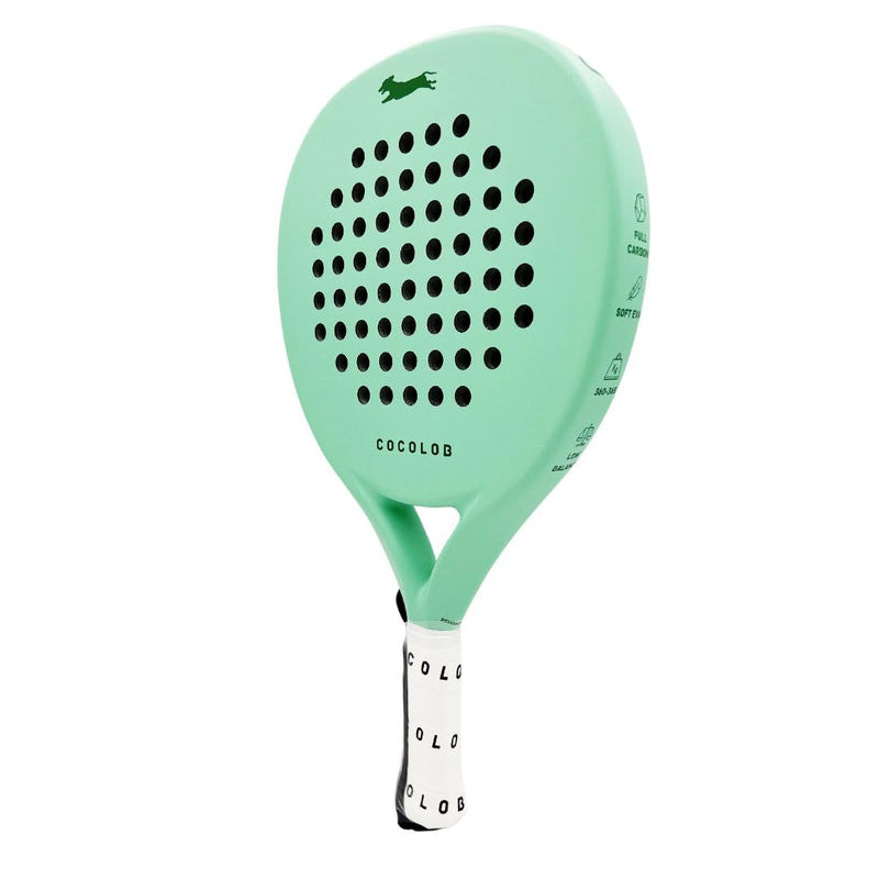 Cocolob PureStart Padel Racquet Mint - Cover Bag - Head Protector ??Carbon Fiber Full Carbon ??Soft EVA Core ??Round Shape ??addle Tennis Racket Beginner Intermediate ??For Men and Woman