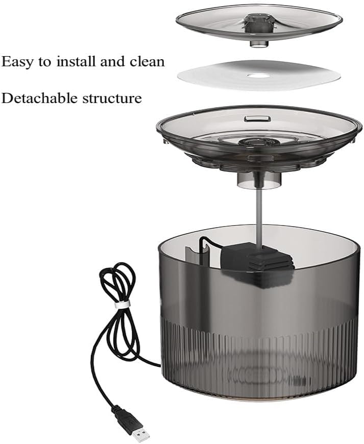 Mumoo Bear Cat Water Fountain, 2 L Water Dispenser for Cats with LED Water Level Window, Automatic Pet Drinking Fountain with 1 Carbon Filter
