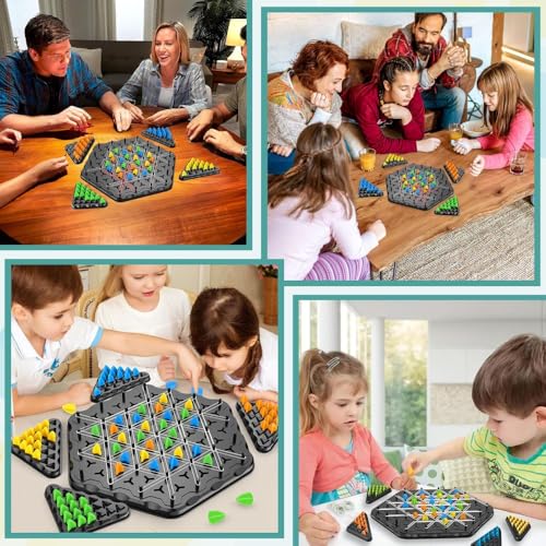 TABBOOT Chain Triangle Chess Game | Triggle game | Geometry Chain Chess Puzzle for 2-4 Players for Family Nights | Desktop Triangle Tactics Game Gift for Kids and Adults