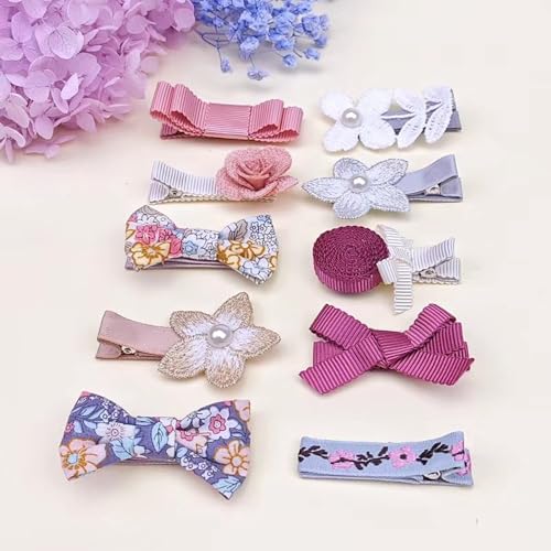 Tazweeq 10Pcs Flower Girls Hair Clip Accessories, Bow Kids Hair Clips Strip Hair Clips, Perfect for Little Princess Dress Up or Daily Wear