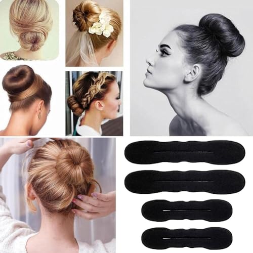 Amuer 4PCS Hair Bun Maker for Women Girls,Flexible Magic Hair Twister Easy Snap Roll Sponge Bun Donut Hair Maker,Lazy Hair Curler Bun Clip Ponytail Bun Maker Twister Hairstyle Styling Tool Accessories