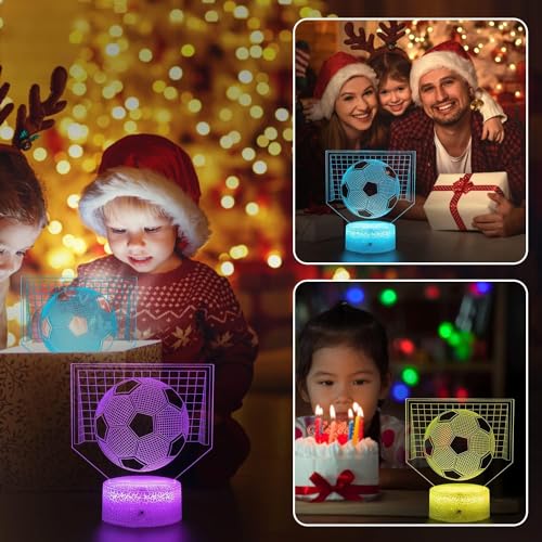 X spring 3D Football Night Light, Football 3D Illusion Lamp for Kids, 3D Night Light with 16 Colors Change Remote Control, Smart Touch Table Lamps Soccer Toys, Best Birthday Gift for Boy Girl Kids