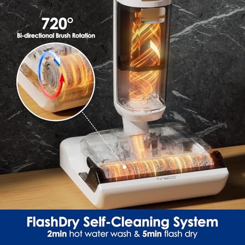 Tineco Floor One S6 Stretch Wet and Dry Cordless Vacuum Cleaner and Mop with 180 Degree Lay Flat Design, 220w with Triple Edge cleaning, iLoop Smart Sensor Technology with FlashDry Self Cleaning