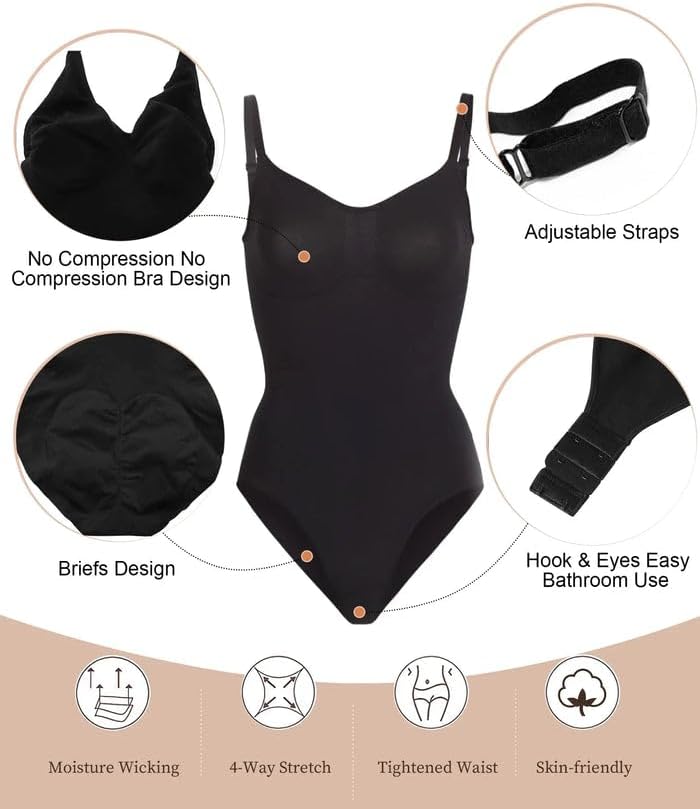 SHAPERX Bodysuit for Women Tummy Control Shapewear Seamless Sculpting Thong Body Shaper Tank Top