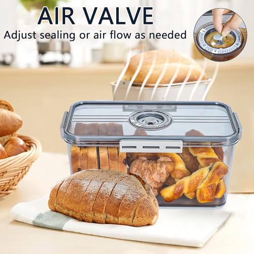 Angju Bread Box With Bamboo Wood Cutting Board Lid & Bread Slicer Holder, Rectangular Cream Color Bread Container For Kitchen Countertop, 40.5 * 21 * 13cm, Bread Storage Container