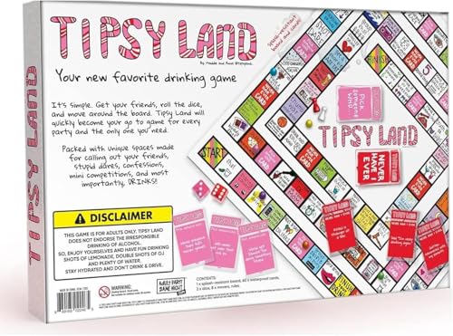 LUYAO 2024 Tipsyland Drinking Board Game for Adults, Interactive Girls Night Drinking Games, Funny Bachelorette Party Games, 2-8 Players