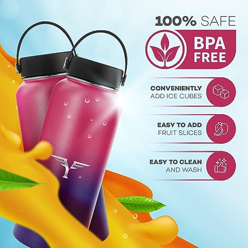 32OZ Insulated Water Bottle Double Wall 18/8 Stainless Steel Water Bottle With Straw Water Bottle For Kids School Sports Water Bottle 1l Thermos Flask Hot Water Bottles For Gym Bottle