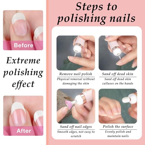 Professional Electric Nail Drill Machine, Portable Mini Manicure Pedicure Nail Drill File Tool, USB 5-in-1 Polishing Kit, for Acrylic Gel Dip Powder Nails, for Calluses Polishing, for Home and Salon