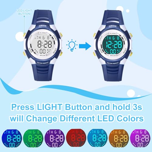 Juboos 7 Colors Kids Boys Girls Analog Quartz Watch with Rubber Watch Waterproof Black