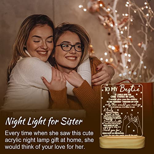 to My Bestie Gifts,3D Illusion Lamp I Love You Friends Night Light for Best Friend Sister Boys & Girls Women BFF Birthday Holiday Friendship, Soft Warm White Colors LED Wooden Table Lamp