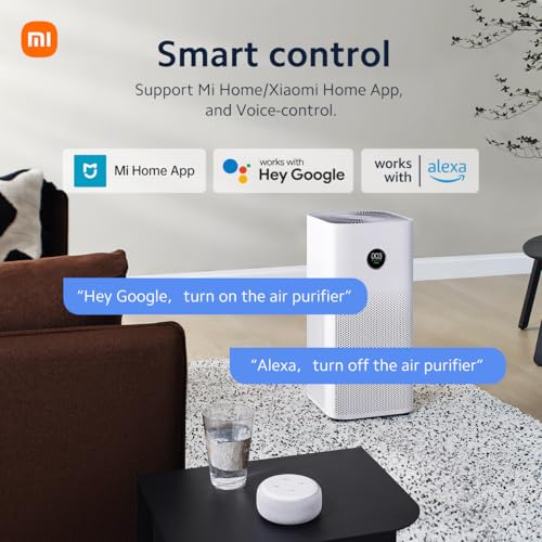 Xiaomi Smart Air Purifier 4 with 48m² Large Coverage, 400m³/h PCADR, 99.97% filtration of 0.3μm particles, 150m³/h FCADR,Alexa/Google Control, OLED Touch Screen Display