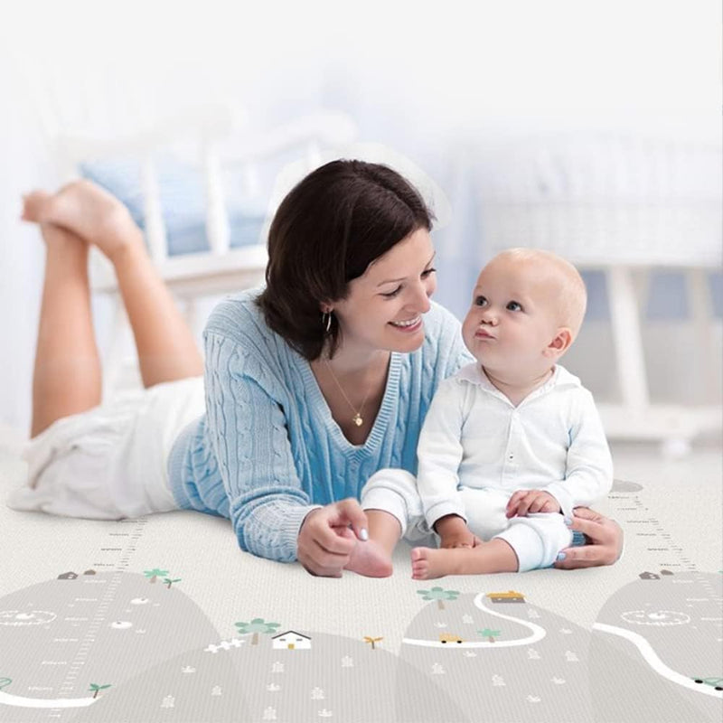 Beauenty Baby Play Mat, 200 * 180 * 1CM Waterproof Non-Slip Large Reversible Playmat Crawling Mat, Extra Thick Soft Baby Playmats for Playing or Camping Mat Bedroom Living Room Plush Carpet Area (B)