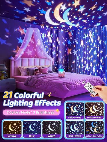 Carousel Night Light for Kids, 10 Music Films? Colors Star Projector for Kids Night Light Projector,360°????? Star Lights for Ceiling, Princess Toys Unicorn Toys for Girls Room Decor