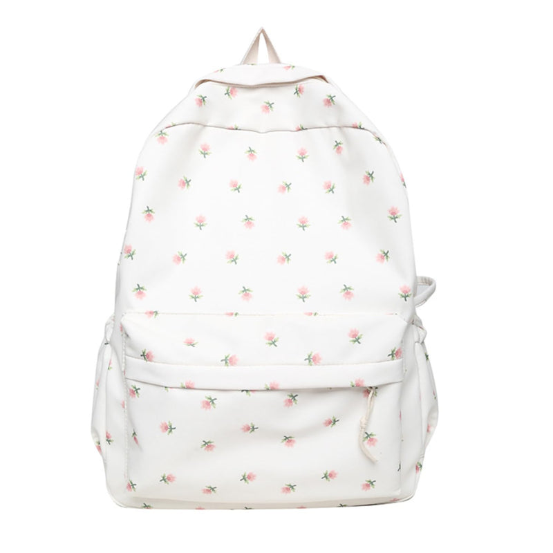 MININAI 2024 Kawaii Floral Print Backpack with Pendant Preppy Backpack Cottagecore Bag Coquette Aesthetic Backpack Daypack