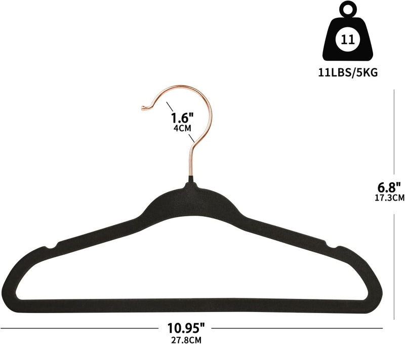 ManGotree Baby Velvet Hangers with Rose Gold Hook, Infant and Toddler Hangers, 27.8cm No-Slip Children Hangers, Ultra Thin Space Saving, Sturdy Kids Clothes Hangers 15 Pack(Blue)