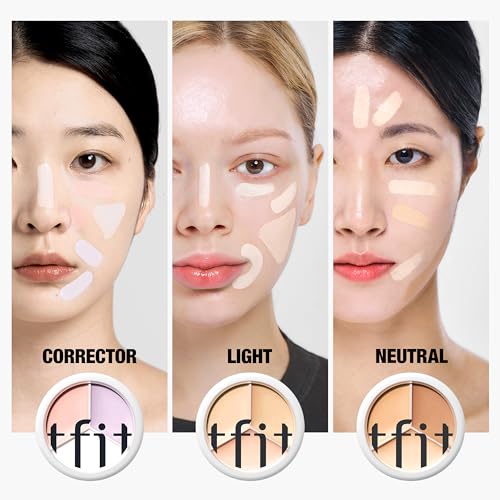 TFIT Cover Up Pro Concealer Palette - 3-in-1 Full Coverage Color Correcting Cream for Dark Circles, Spots, Puffiness (01 Neutral, 15g)