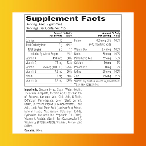 One A Day Womenâ€™s Multivitamin Gummies, Supplement with Vitamin A, Vitamin C, Vitamin D, Vitamin E and Zinc for Immune Health Support, Calcium & more, Orange, 230 count, Fruity