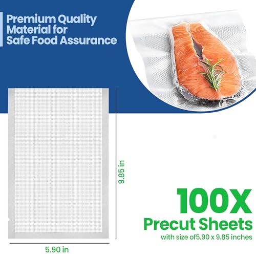 CasaWave 100 Count 15x25cm Vacuum Sealer Freezer Bags with Commercial Grade,BPA Free,Heavy Duty,Great for Food Vac Storage or Sous Vide Cooking
