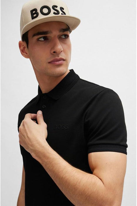 BOSS Men's Paule 1 Slim-Fit Interlock Cotton Polo Shirt with Mesh Logo